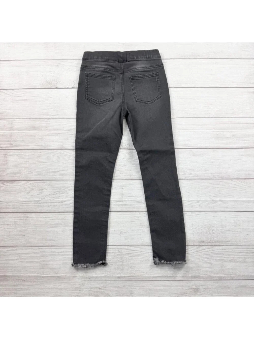 Denim Co Black Distressed Jeggings Girls Elastic Waist Frayed Hem 9-10 - Picture 3 of 3